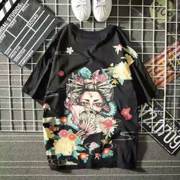 Hip Hop Tshirt Streetwear Cotton Harajuku Plus Tees Male Casual Japanese Funny Loose Summer High Street Tops 2258