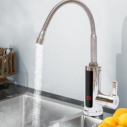 Kitchen Faucets 360 Rotating Electric Water Faucet Instant Heating Stainless Steel And Cold Bathroom Accessories