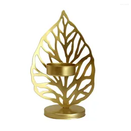 Candle Holders Classical Wrought Iron Leaf Holder Wall Sconce Gold Metal Tea Light Art Candlestick Table Decoracion