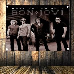 Accessories WHAT DO YOU GOT? BON.JOVI Retro Rock Band Star Poster Flag Banner Tapestry Wall Sticker Oil Painting Bar Cafe Wall Decor Gift