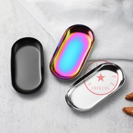 Latest Mini Colourful Ellipse Smoking Stainless Steel Herb Tobacco Grinder Preroll Rolling Tray Portable Machine Producer Maker Cigarette Cigar Holder Plate DHL