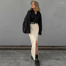 Skirts 2024 Spring And Summer Temperament Fashion White Skirt Versatile Commuter Cotton Open High Waist Dress