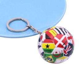 Keychains Lanyards Simulation Sports Football Pendant Keychain Thirty-two Countries Ball Flag Key Chain For Car Bag Backpack Accessories Gift