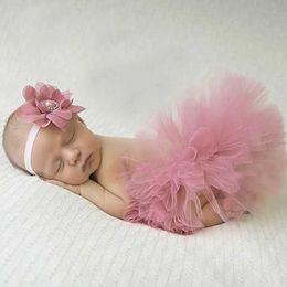 tutu Dress Antique Rose Pretty Baby Tutu and Flower Headband Newborn Photography Prop Infant Girl Tutus Birthday Tutu TS046 d240507