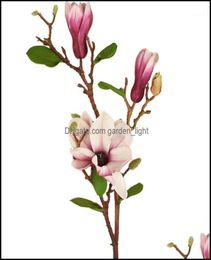 Festive Party Supplies Garden Decorative Flowers Wreaths Rinlong Artificial Magnolia Silk Long Stem Fall Decor Flower For Tall V5571238