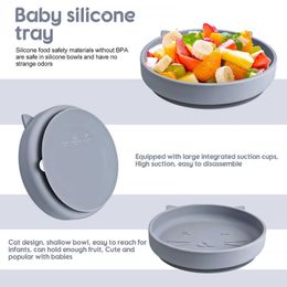 Cups Dishes Utensils 1 piece of baby silicone tray 9-color cute cardboard box baby feeding silicone bowl baby silicone tray childrens tablewareL2405