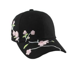 Ball Caps Flower Embroidery Women Baseball Cap Summer Outdoor Adjustable Visor Sun Hat Fashion Female Girls Cotton Hip Hop Snapback Caps Y240507