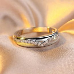 Wedding Rings Cute Female Crystal White Zircon Stone Engagement Ring Vintage Silver Colour Jewellery For Women