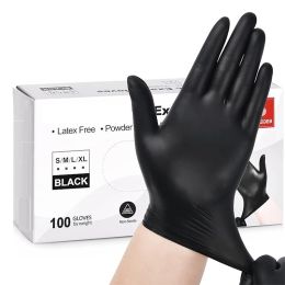 Gloves 100/200PCS Disposable BLack Nitrile Gloves For Kitchen Cooking Food Safe Latex Free WaterProof Durable WorkingTattoo Gloves