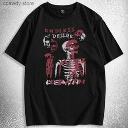 Women's T-Shirt Womens Skull Print Cotton Oversized Gothic T-shirt Loose Casual Harajuku Ins Sty Short Seve Versati Coup Y2k Top H240507