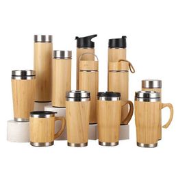 Cups Dishes Utensils Personalised Bamboo Thermal Insulation Mup Creative Bamboo Insulation Water Bottle Hot Travel Cup Office CupL2405