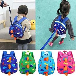 Backpacks Anti Loss Backpack Cartoon Dinosaur Backpack Kindergarten Childrens Anti Loss Book Shoulders Bag for Girl BoysL240502
