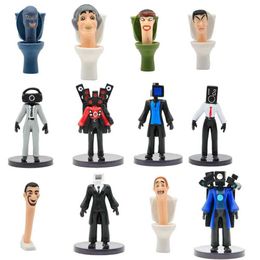 Action Toy Figures 12Pcs/Set Skibidi Toilet Series Cartoon Action Figure Mini Statue Doll Toys Collectible Model Desktop Ornaments Birthday Gifts T240506