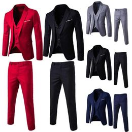 Men's Suits Blazers 1 set of fashionable mens clothing with a Korean style solid Colour jacket and zipper closure pants Q240507