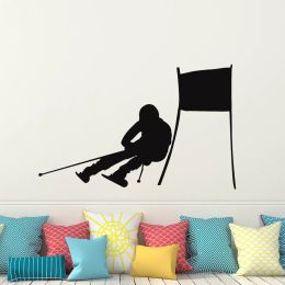 Stickers Skiing Wall Decal Vinyl Home Decor Skier Snow Freestyle Jumping Winter Wall Sticker Bedroom Extreme Sports Decor Mural M106