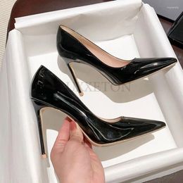 Dress Shoes Women High Heels 2024 Autumn Naked Lacquer Leather Thin Pointed Shallow Mouth Single Size 34-39