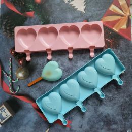 Tools Ice Cream Mold Heart Shape Silicone Popsicle Form Maker Lolly Moulds Cube Tray for Party Bar Decoration fondant molds