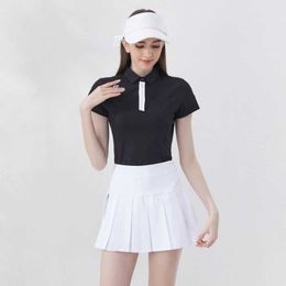 Women's Tracksuits Summer Tennis Short Slve Polo Tops Womens Pleated Skirt Badminton Set Slim Fit Shirts Ladies Apparel Y240507