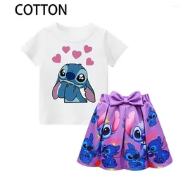 Clothing Sets Summer Girls Clothes Suit Children Skirt Fashion Cartoon T-Shirt Shorts 2Pcs/Sets Toddler Casual Costume Kids Tracksuits