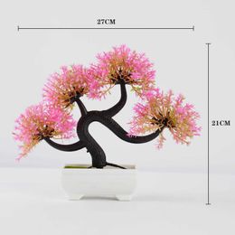 Decorative Flowers Wreaths Artificial Plants Bonsai Small Tree Simulation Pot Plants Fake Flowers Table Potted Ornaments for Hotel Garden Home Decor planta