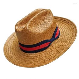 Berets WovenBelt Straw Hat For Women Girl Breathable Cowboy Western Cowgirl Spring Beachwears Handmade Sunproof