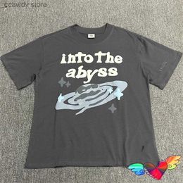 Men's T-Shirts Puff Print Broken Planet Into The Abyss T Men Women Star T-shirt Neckline Label Tops Cosmos Short Seve H240507