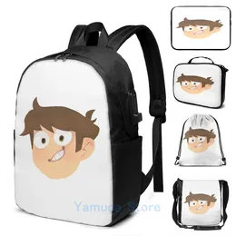 Backpack Funny Graphic Print - Edd USB Charge Men School Bags Women Bag Travel Laptop