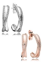 Authentic 925 Sterling Silver Hook Earring with Original box Fit Jewellery Rose Gold Stud Earring Women Wedding Gift Earrings9941727