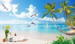 Custom any size beach mural 3d wallpaper 3d wall papers for tv backdrop natural 3d wallpapers3873137