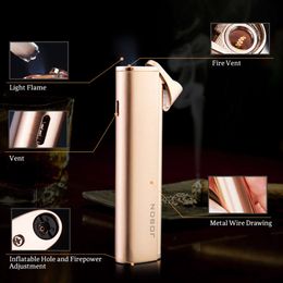 JOBON Metal Jet Blue Flame Butane Gas Unfilled Refillable Cigar Cigarette Windproof Lighter Fashion Wholesale Bulk