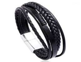 Charm Bracelets Diffone Trendy Mens Leather Bracelet Handmade Braided Multi Layer Wrap Braslet Homme Punk Male Accessories Present1265628