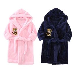 Pyjamas Autumn Winter Kids Bathrobe Robes Baby Girl Cartoon Animals Warm Pyjamas Children Homewear Clothes Boy Cute Sleepwear Robes 2-6YL2405