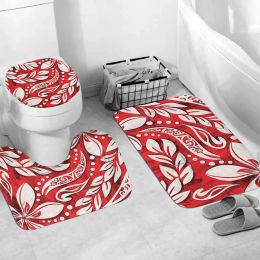 Covers Bathroom Mat Set Polynesian Tattoo Tribal Funny 3D Printed Pedestal Rug Lid Toilet Cover Bath Mat Set Drop Shipping