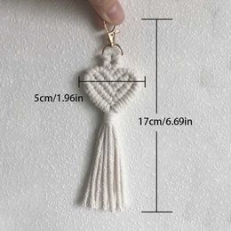 Keychains Lanyards Macrame Heart-shaped Pendant Keychains for Women Girls Handmade Key Chains Rings Cute Car Keyring Jewellery Accessories