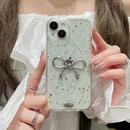 Cell Phone Cases Glitter 3D Metal knot Silver Foil Phone Case for phone 11 12 13 14 15 Pro Max Shining Clear Soft Epoxy Shockproof Back Cover