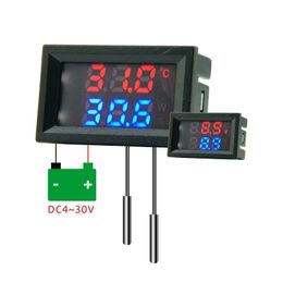 DC4-30V 100cm Digital DC Single Voltmeter and Thermometer Temperature Sensor Detector With NTC 10K 3950 Probe Temp Tester Gauge