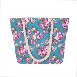 Storage Bags Printing Canvas Bag Female Department Students Small Fresh Shoulder Korean Version Of White Floral Cloth