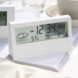 Desk Table Clocks LED Thermometer Thermo-Hygrometer Multifunction Electronic Temperature Humidity Meter Weather Station For Home With Alarm Clock