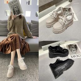 Dress Shoes Spring Women Platform Sneakers 8.5CM Wedge Heels Ladies Autumn Chunky Pumps Woman Lace-Up Thick Sole Casual Work