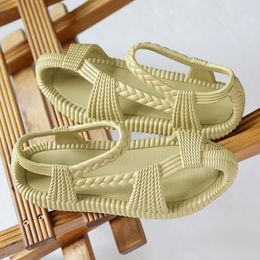 Slippers Men's Shoes 36-45 Imitation Straw Sandals Beach Casual Comfortable And Women's Flip Flops Cutout Couple