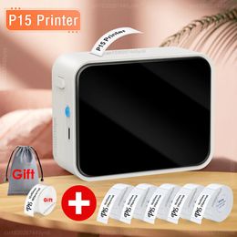 Wireless Label Printer P15 Portable Bluetooth Thermal Label Maker Handheld Mini Machine with Adhesive Label Tape Home Office Use 240430