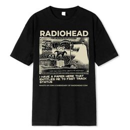 Men's T-Shirts Radiohead Mens Vintage Classic T-shirt North American Tour Rock Boys Camisetta Hombre Hip Hop Street 100% Cotton Top 63881L2405L2405