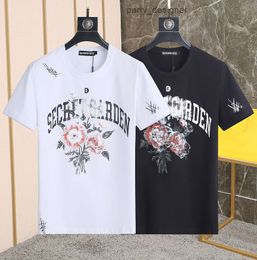 and s Mens Designer t Shirt Italian Milan Fashion Flower Print T-shirt Summer Black White Male Hip Hop Streetwear 100% Cotton Tops 1196 58DE A180