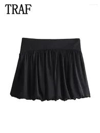 Skirts 2024 Summer Balloon Skirt Women Pleated Mini For Skort Office Streetwear Short
