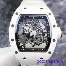 Minimalist RM Wrist Watch Rm055 Titanium Alloy White Ceramic Hollow Out Dial 49.9*42.7mm Manual Warranty