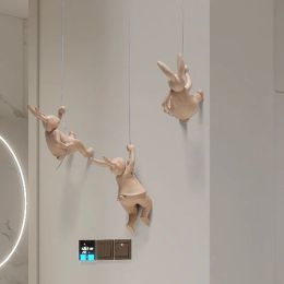Sculptures Nordic Cute Rabbit Climbing Wall Decoration Modern Art Room Pendant Gift Kindergarten Wall Decoration Garden Sculpture Resin