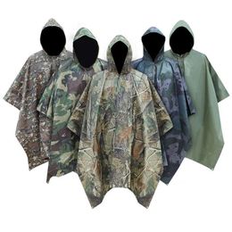 Casaco impermeável camuflate de chuva homens multifuncionais mulheres acampando motocicleta chuva poncho de poncho externo tenda