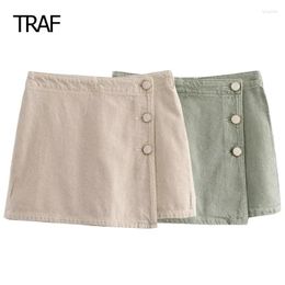 Women's Shorts High Waist Crossover Botton Culotte Skirts 2024 Summer Mini Denim Skirt Beach Vacation