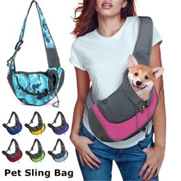 Pet Puppy Carrier S/L في الهواء الطلق سفر الكلب كيس الكتف شبكة Oxford Single Comfort Sling Handbag حقيبة حمل