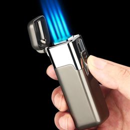 Custom Four Straight Refillable Lighters Gas Unfilled Lighter Encendedor Butane Gas Unfilled Cigar Jet Torch Lighters